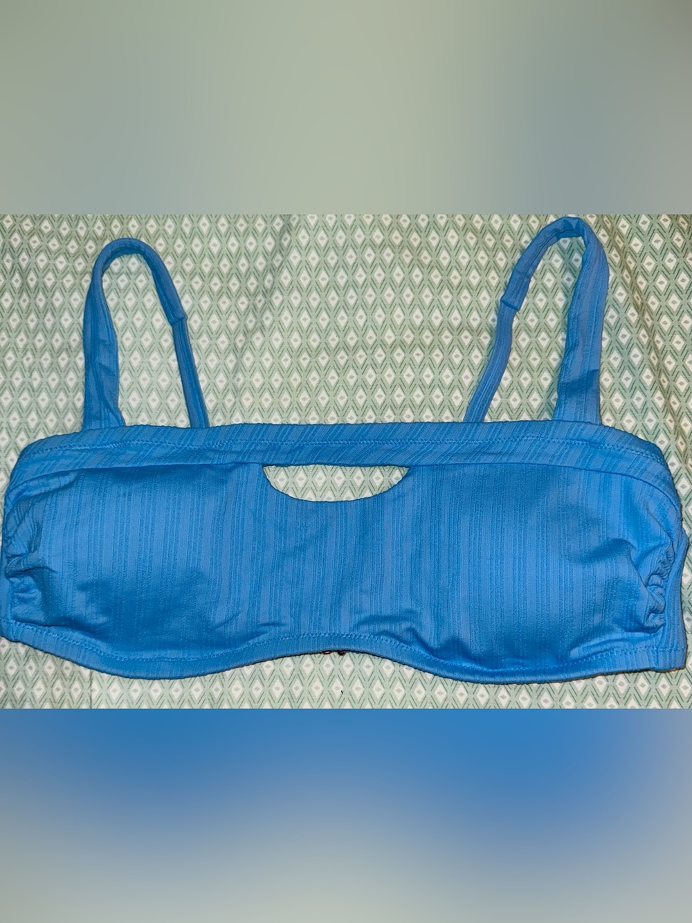 Shade & Shore Blue Ribbed Cutout Bikini Top | Large | Adjustable Straps | EUC